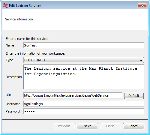 Name and Lexicon Service Info