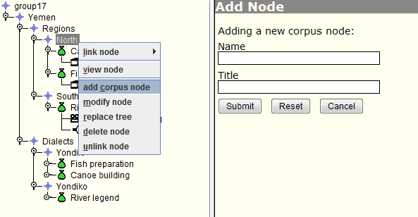 Add corpus node