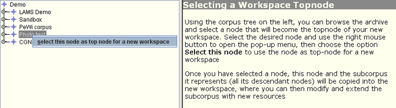 Selecting a Workspace Topnode