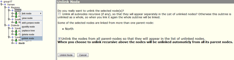 Unlink node with multiple parents