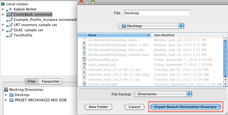 Exporting files