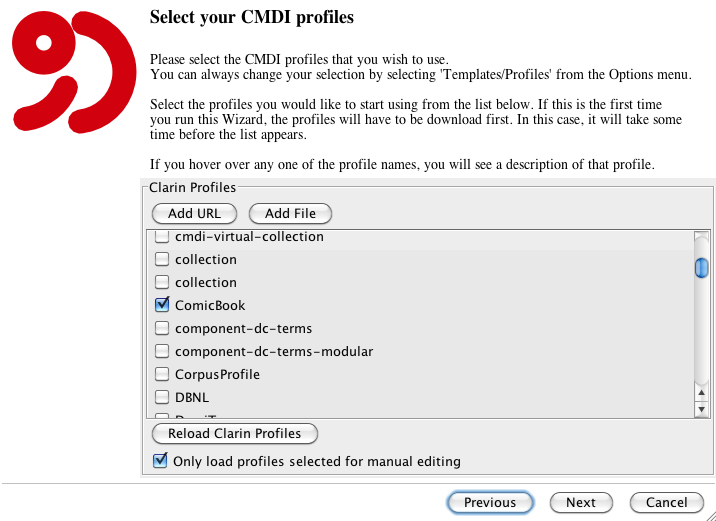 Select CMDI profile
