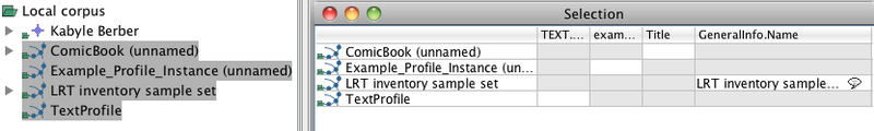 Viewing multiple selected corpora