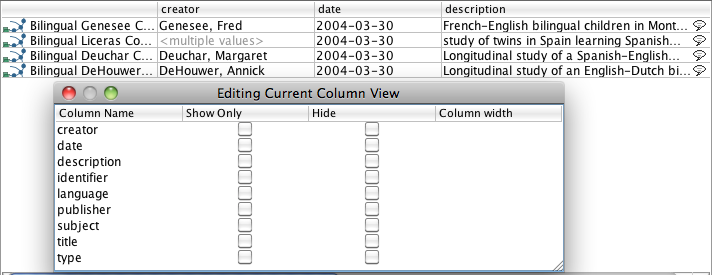 Choosing columns