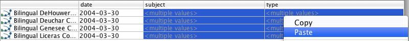 Pasting values from two columns into several metadata files
