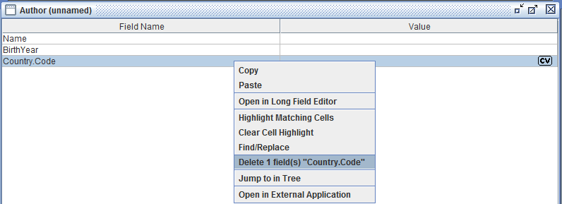 Delete field from single instance