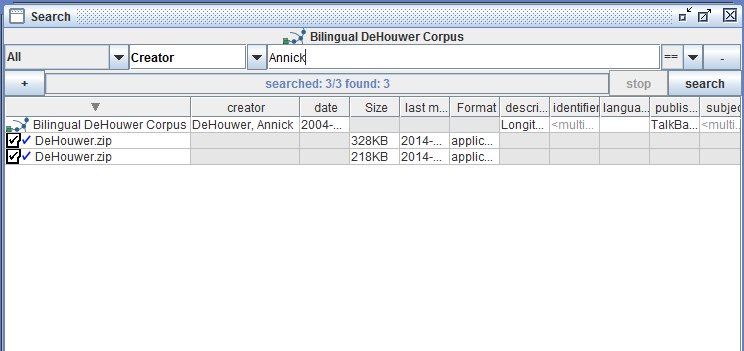 Display of Search Results