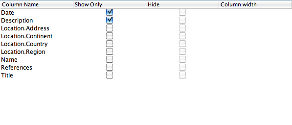 Editing column view
