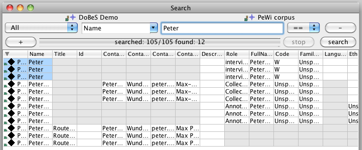 Display of Search Results