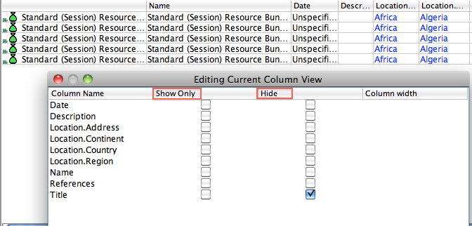 Choosing columns
