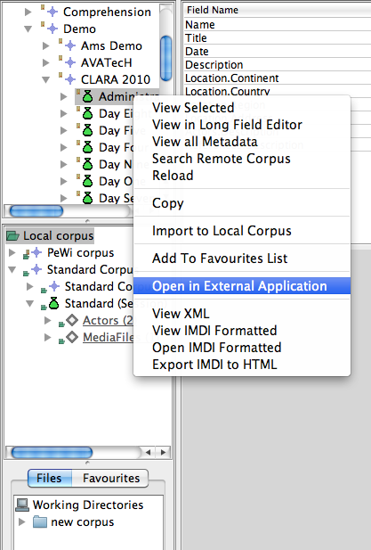 Viewing data in external application