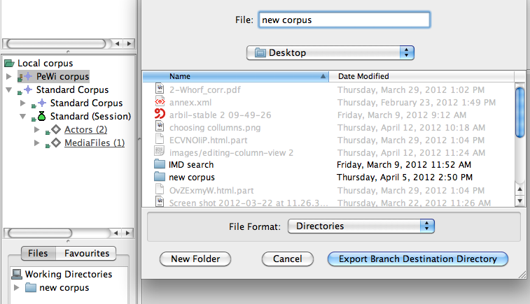 Exporting files