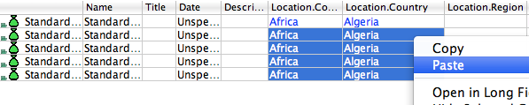 Pasting values from two columns into several metadata files