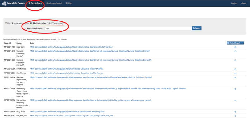Metadata Search – Simple Search