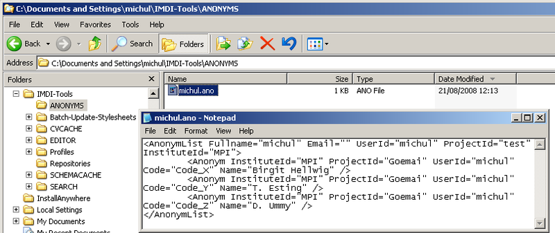 Anonyms mapping file
