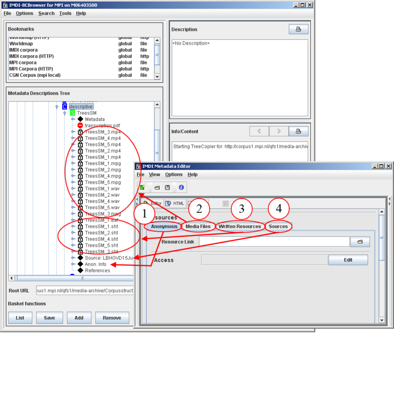 Resources displayed in the IMDI browser