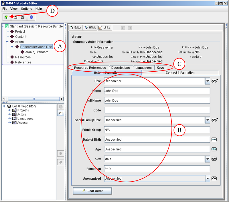 IMDI Session file