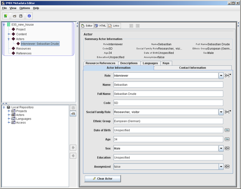 Repository Panel for Actor