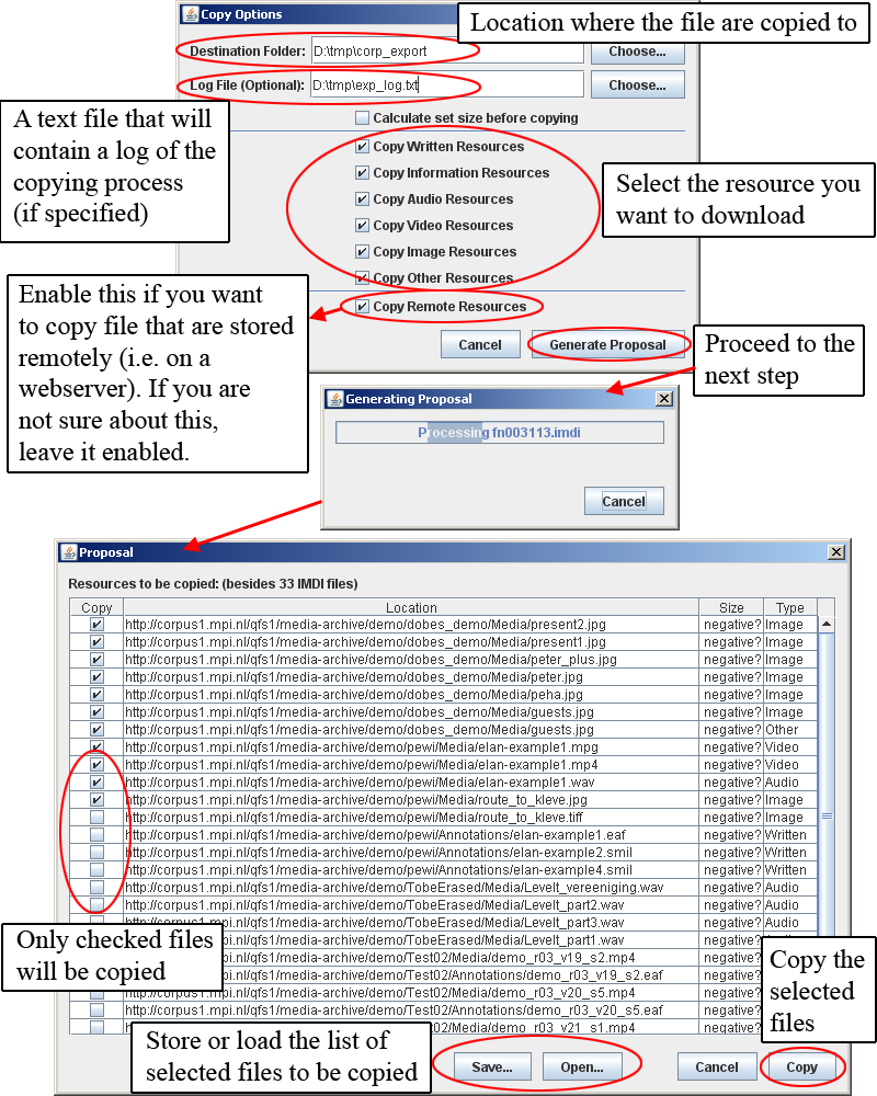 Copy Corpus Dialog