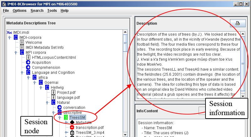 Description panel