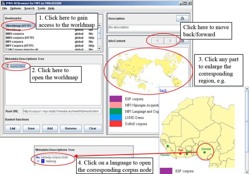 World map corpus navigation