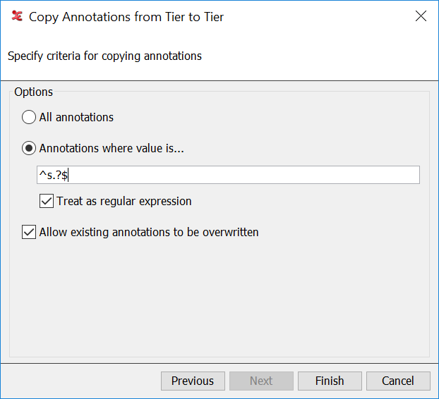 Copy annotations from one to another tier