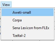 The Lexicon View menu