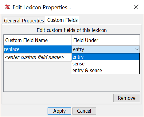 The Custom Fields tab