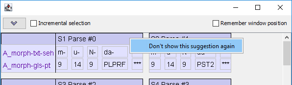 The context menu of a suggestion