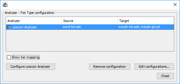 Analyzer and source-target configuration dialog
