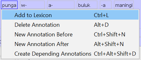 Context-menu with Add to Lexicon option