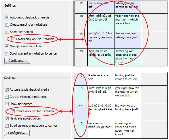 Transcription Window without showing the tier names