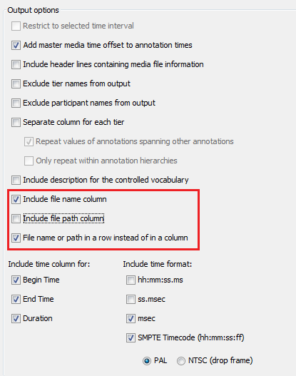 File name & path options for Multiple Tab-delimited text export.