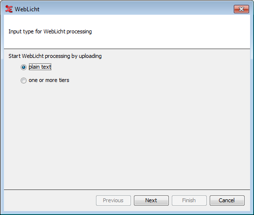 WebLicht service: upload plain text or the contents of a tier