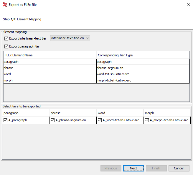 Export FLEx file step 1