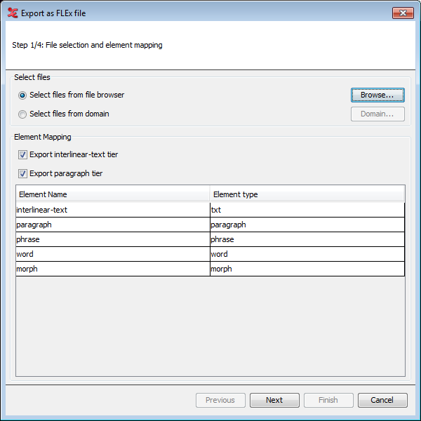 Export as FLEx file step 1