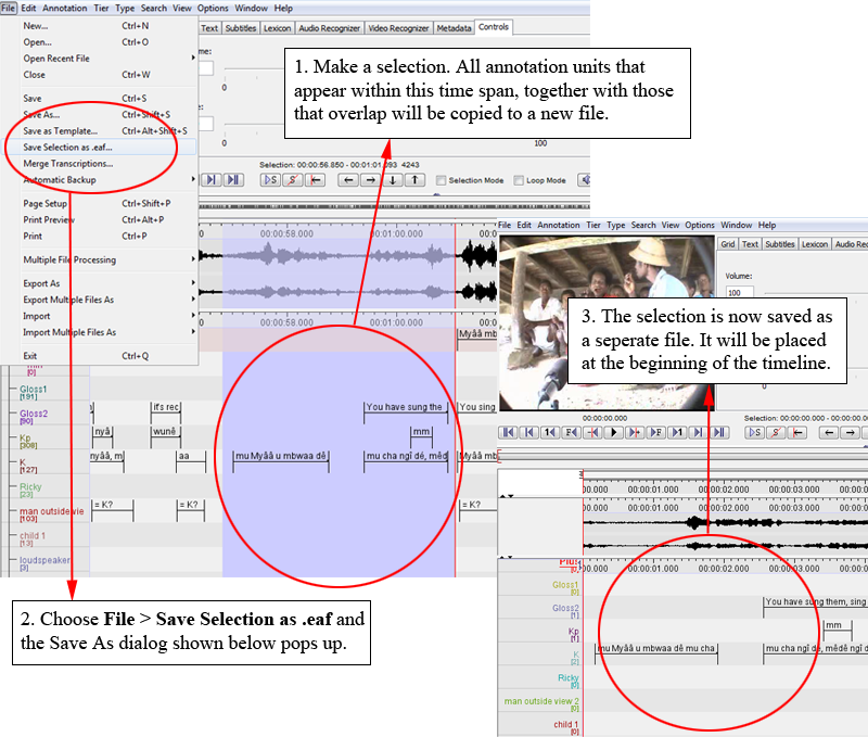 Save selection as .eaf file