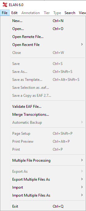 File menu