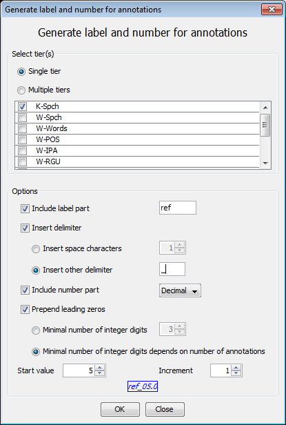 Label and Numbering annotations