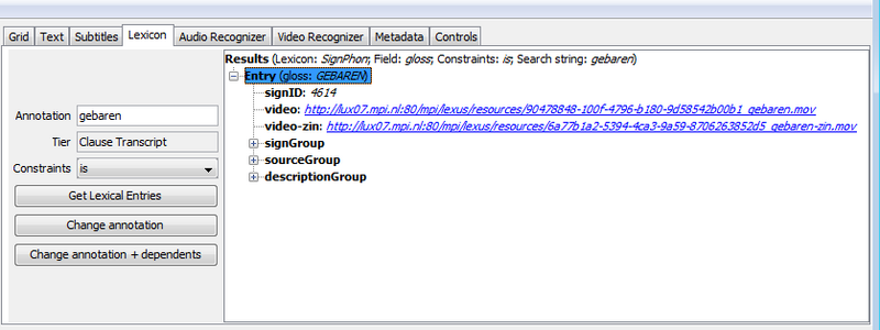 The Lexicon Entry tab