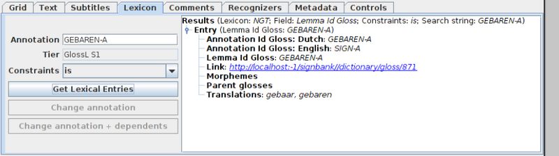 Lexicon entry link