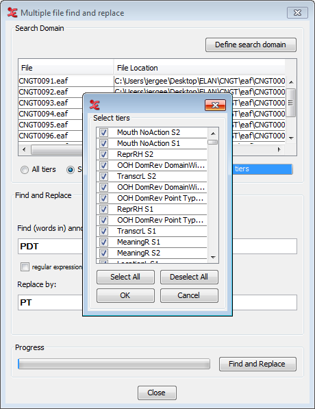 Tier selection dialog
