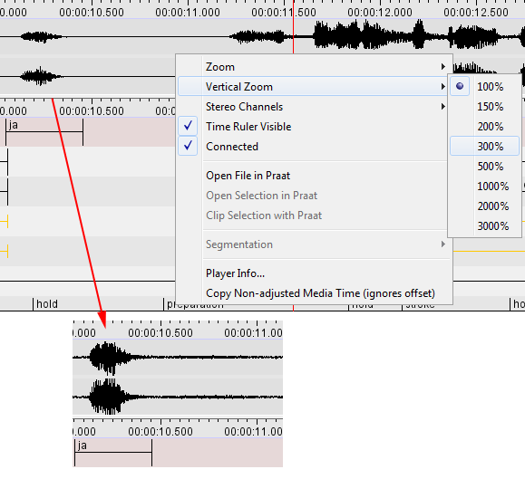 Changing vertical (intensity) zoom