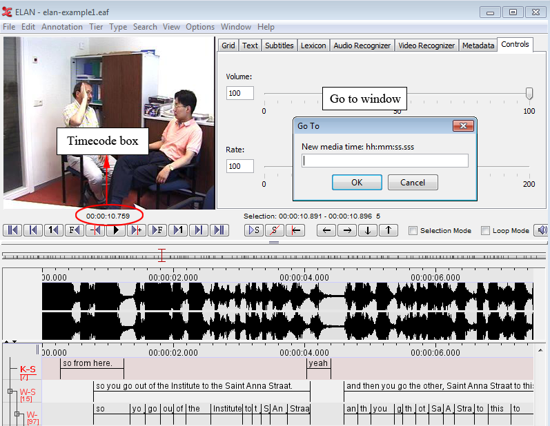 Click the timecode box