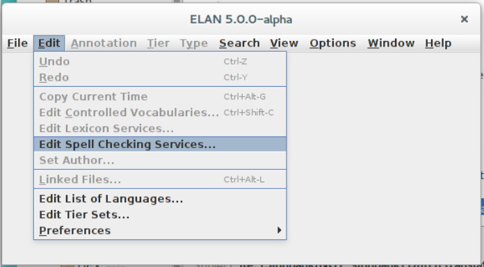 Spell Checking menu