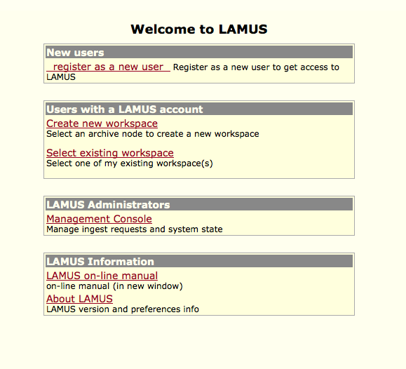 Lamus Welcome page