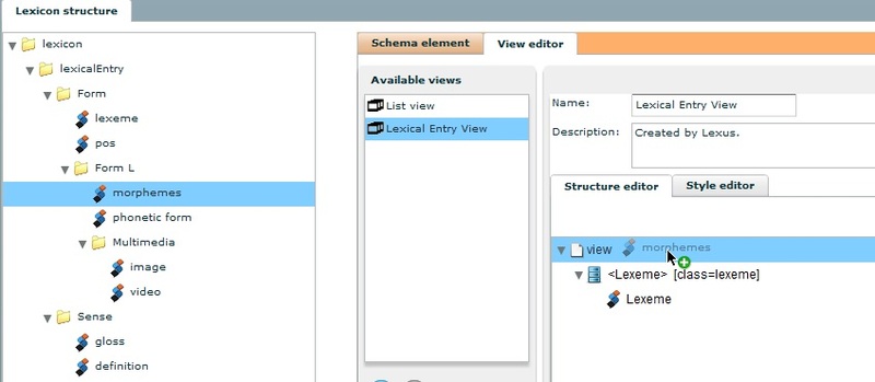 Copying data categories from the structure tree