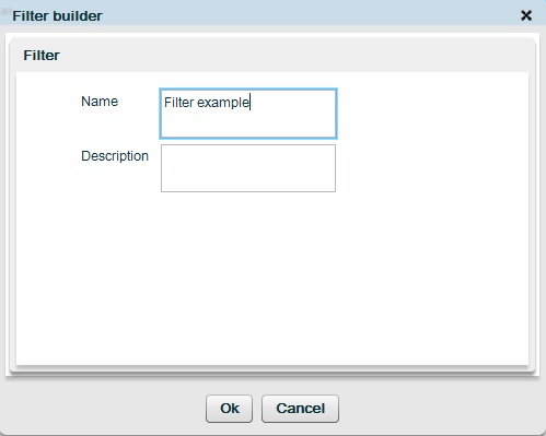 The filter builder pop up