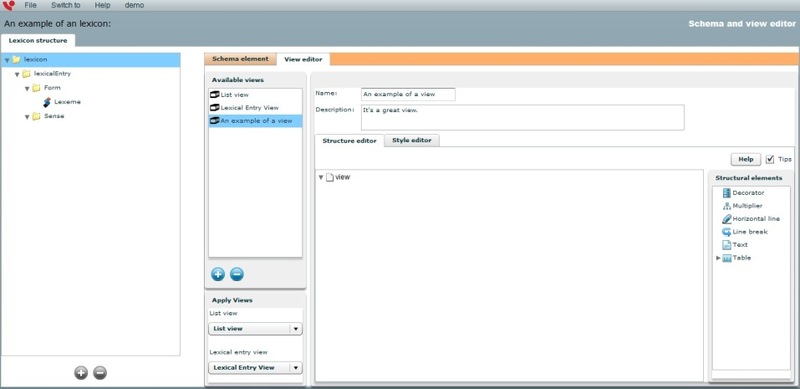 The View Editor in the Schema and View Editor