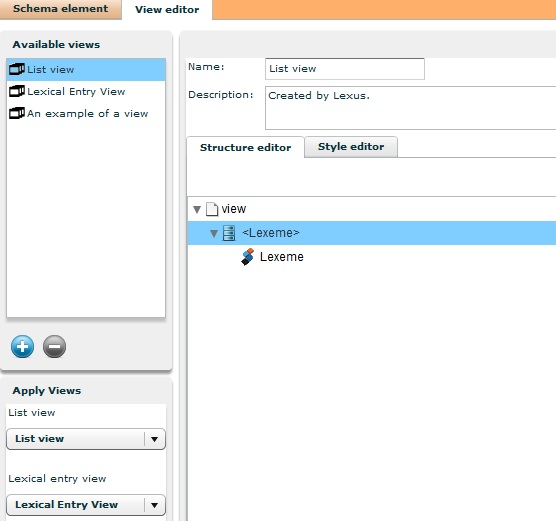 Defining the List View in the Schema and View Editor
